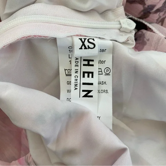 NWOT Pink Floral One Shoulder Ruffle Trim High Waist Flared Mini Dress XS - Picture 12 of 15